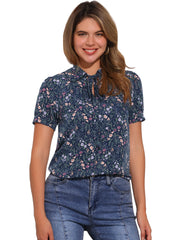 Retro Dots Bow Tie Peter Pan Collar Chiffon Blouse