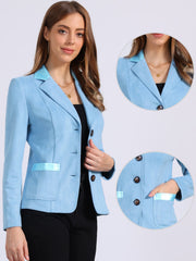 Faux Suede Lapel Collar Cowgirl 2 Button Blazer Jacket