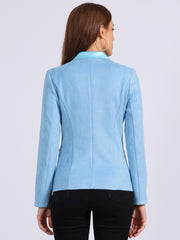 Faux Suede Lapel Collar Cowgirl 2 Button Blazer Jacket