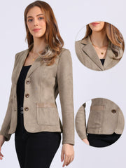 Faux Suede Lapel Collar Cowgirl 2 Button Blazer Jacket