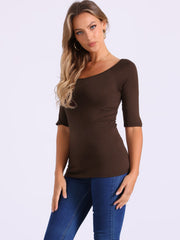 Half Sleeves Scoop Neck Fitted Layering Soft T-Shirt