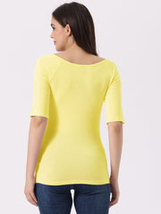 Half Sleeves Scoop Neck Fitted Layering Soft T-Shirt