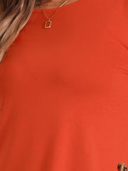 3/4 Sleeve Round Neck Button Decor Casual Stretchy Tunic Tops