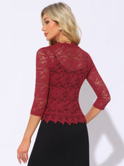 Floral Lace Evening 3/4 Sleeves Formal Elegant Bolero Shrugs