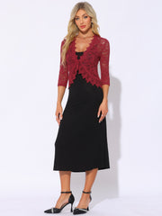 Floral Lace Evening 3/4 Sleeves Formal Elegant Bolero Shrugs