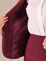 2 Pieces Long Sleeve Blazer & Pencil Skirt Suit Set