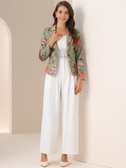 Business Casual Open Front Notch Lapel Plaid Suit Blazer
