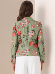 Business Casual Open Front Notch Lapel Plaid Suit Blazer