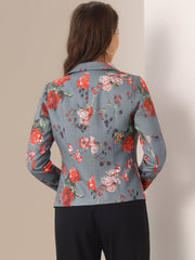 Business Casual Open Front Notch Lapel Plaid Suit Blazer