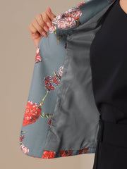 Business Casual Open Front Notch Lapel Plaid Suit Blazer