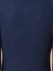 Stretchy Puff Long Sleeve Ruffle Hem Knit Midi Sweater Dress
