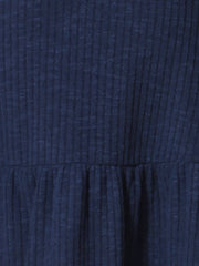 Stretchy Puff Long Sleeve Ruffle Hem Knit Midi Sweater Dress