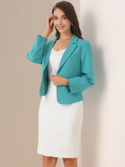 Open Front Office Work Business Crop Suit Blazer Jacket