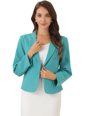 Open Front Office Work Business Crop Suit Blazer Jacket