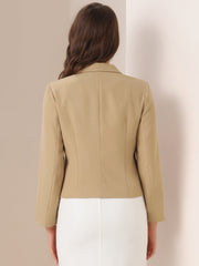Open Front Office Work Business Crop Suit Blazer Jacket
