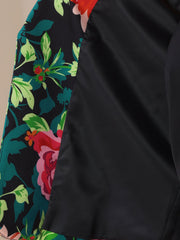 Open Front Floral Work Business Crop Blazer Jacket