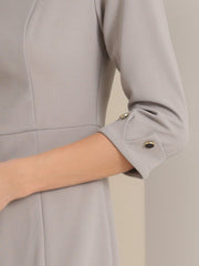 Work Boat Neck 3/4 Sleeves Midi Split Sheath Dress
