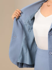 2 Piece Long Sleeve Notched Lapel Peplum Blazer Pencil Skirt Suit Set
