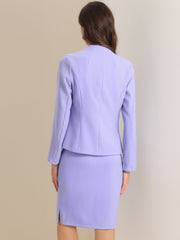 2pc Business Collarless Blazer and Formal Pencil Skirt Suit Sets