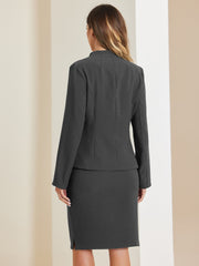 2pc Business Collarless Blazer and Pencil Skirt Suit Sets