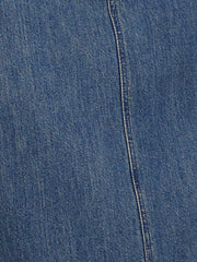 Casual High Waisted Flap Pocket A-Line Long Denim Jean Skirt