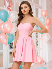 Strapless Sweetheart Neck Fit And Flare Mini Tube Top Dress