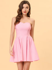 Strapless Sweetheart Neck Fit And Flare Mini Tube Top Dress
