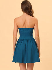 Strapless Sweetheart Neck Fit And Flare Mini Tube Top Dress