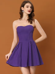 Strapless Sweetheart Neck Fit And Flare Mini Tube Top Dress