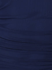 Mesh Sheer Mock Neck Ruch Cocktail Bodycon Midi Dress