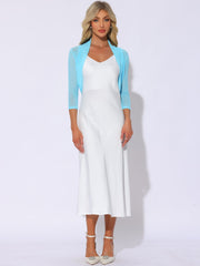Semi Sheer Mesh 3/4 Sleeve Stretchy Cropped Bolero Shrug