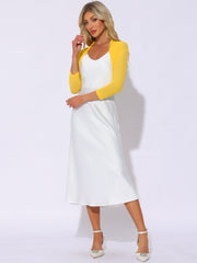 Semi Sheer Mesh Elegant 3/4 Sleeve Stretchy Cropped Bolero Shrugs