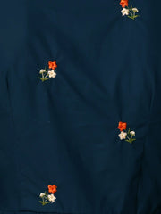 Casual Long Sleeve Half Placket Embroidered Floral Mini Shirt Dress