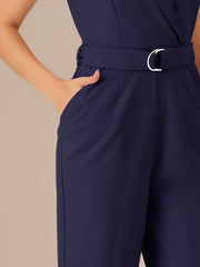 Elegant Office Work Sleeveless Belted Long Jumpsuit