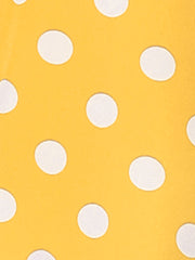 Polka Dots Stand Collar Pleat Keyhole Short Flare Sleeve Blouse