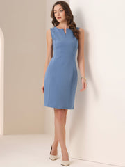 Sheath Striped Work Office Sleeveless Bodycon Pencil Dress