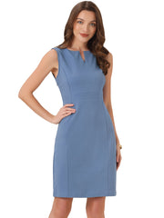 Sheath Striped Work Office Sleeveless Bodycon Pencil Dress