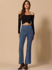 Faux Suede Wide Leg Casual Business Flared Bell Pants
