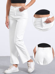 Faux Leather Pants High Waist Straight Leg Casual PU Punk Trousers