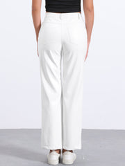 Faux Leather Pants High Waist Straight Leg Casual PU Punk Trousers