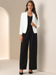 Business Blazer Open Front Office Casual Work Crop Suit Jacket