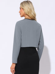 Long Sleeve Contrast Trim Cropped Jacket Bolero Shrug