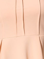 Elegant Round Neck Solid Color Cap Sleeve Peplum Blouse