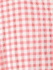 Ruffle Trim V Neck Button Decor Plaid Gingham Tiered Midi Dress