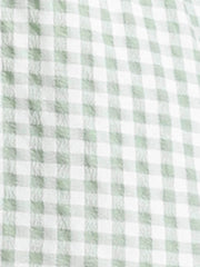 Ruffle Trim V Neck Button Decor Plaid Gingham Tiered Midi Dress