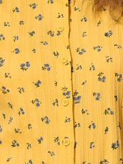 Floral Printed Peter Pan Collar Cotton Short Sleeve Shirt