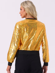 Holographic Shimmering Metallic Lightweight Bomber Jacket