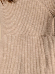 Long Sleeve Pockets A-Line Midi Ribbed Knit Dress