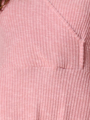 Long Sleeve Pockets A-Line Midi Ribbed Knit Dress