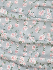 Smocked Crop Top Slim Fit Peasant Floral Blouse